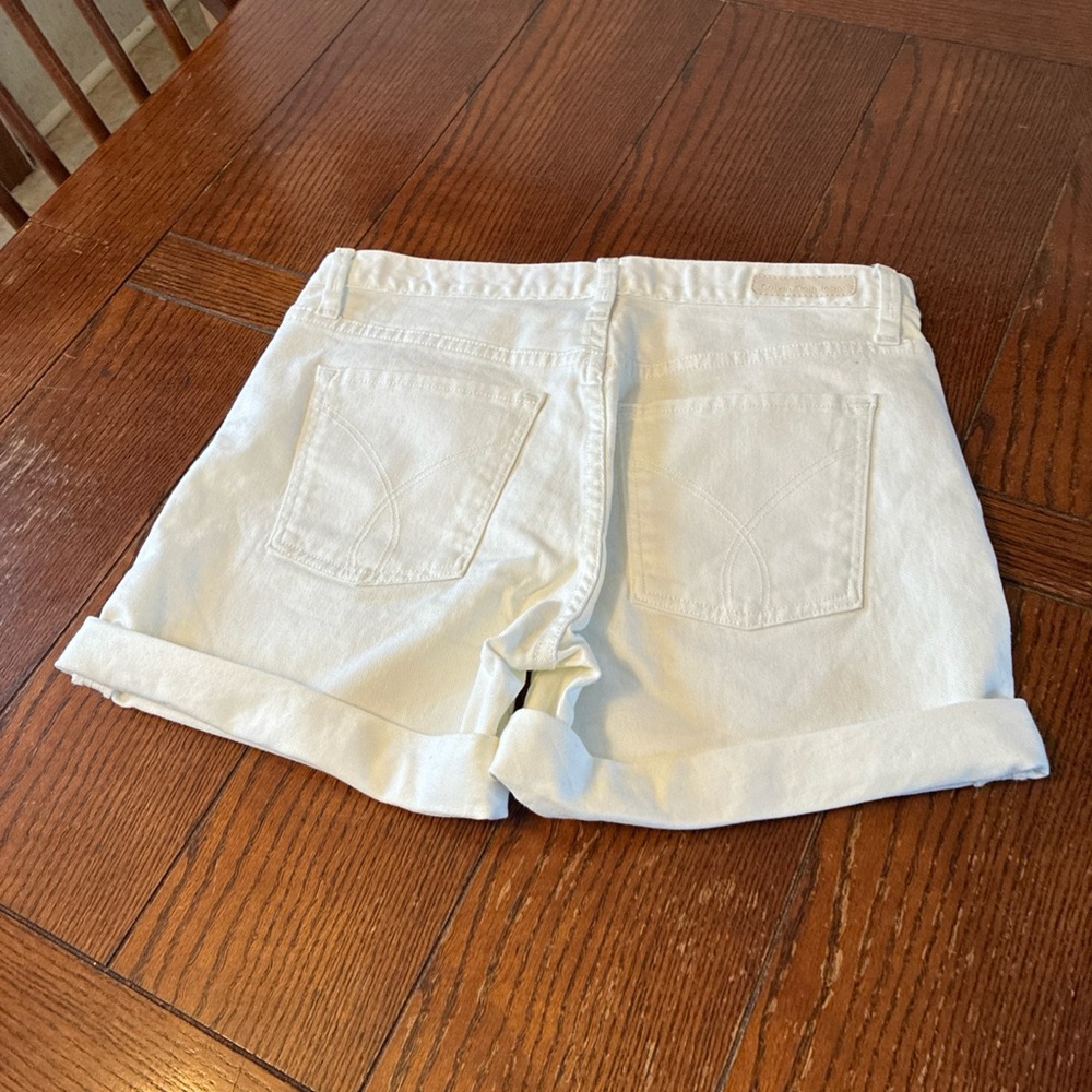 Calvin Klein Jeans Roll Up Cuff Shorts Women’s 4 Classic White Cotton - Picture 5 of 8